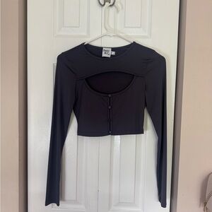 Princess Polly dark grey Cutout Long Sleeve Top